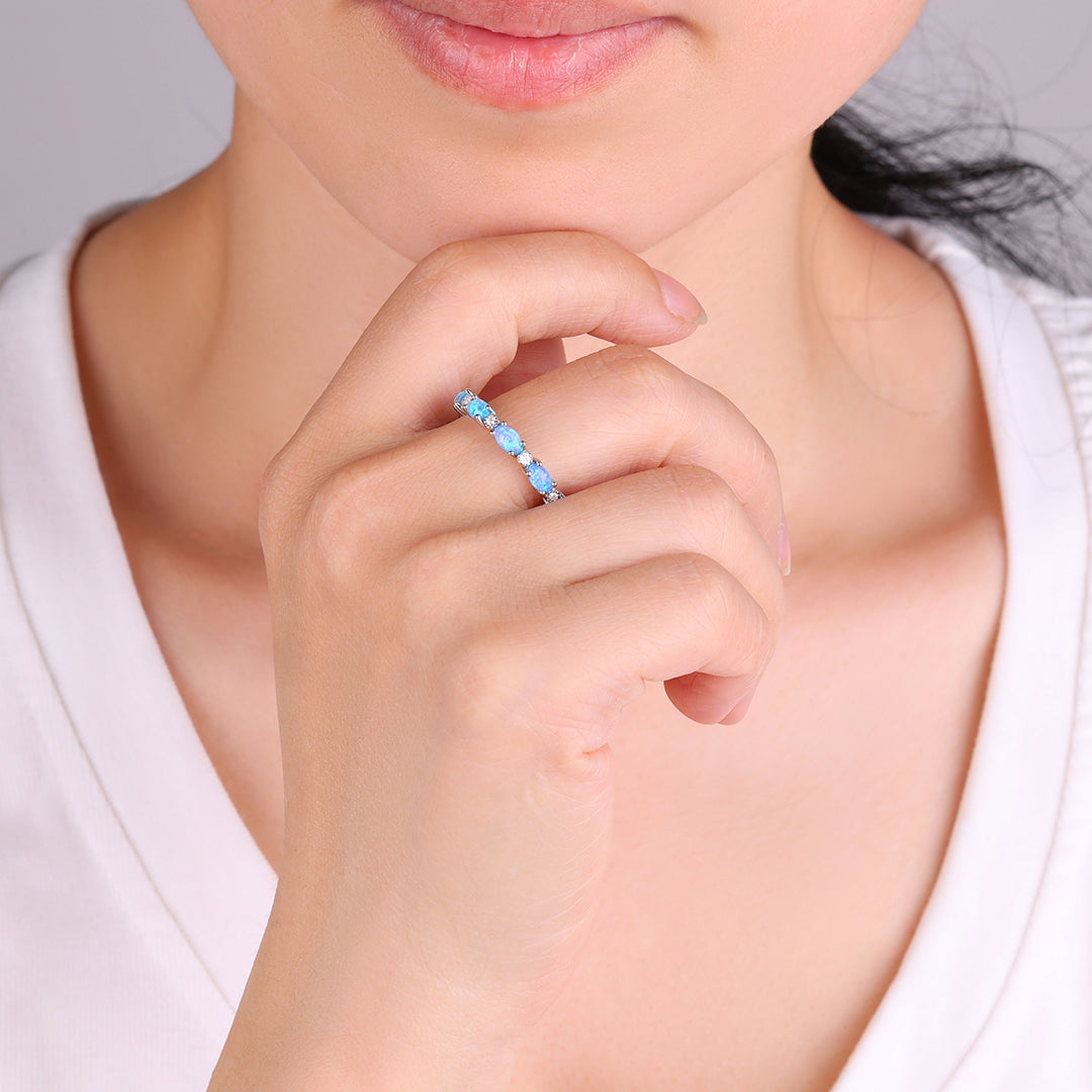 Fire Opal Eternity Band
