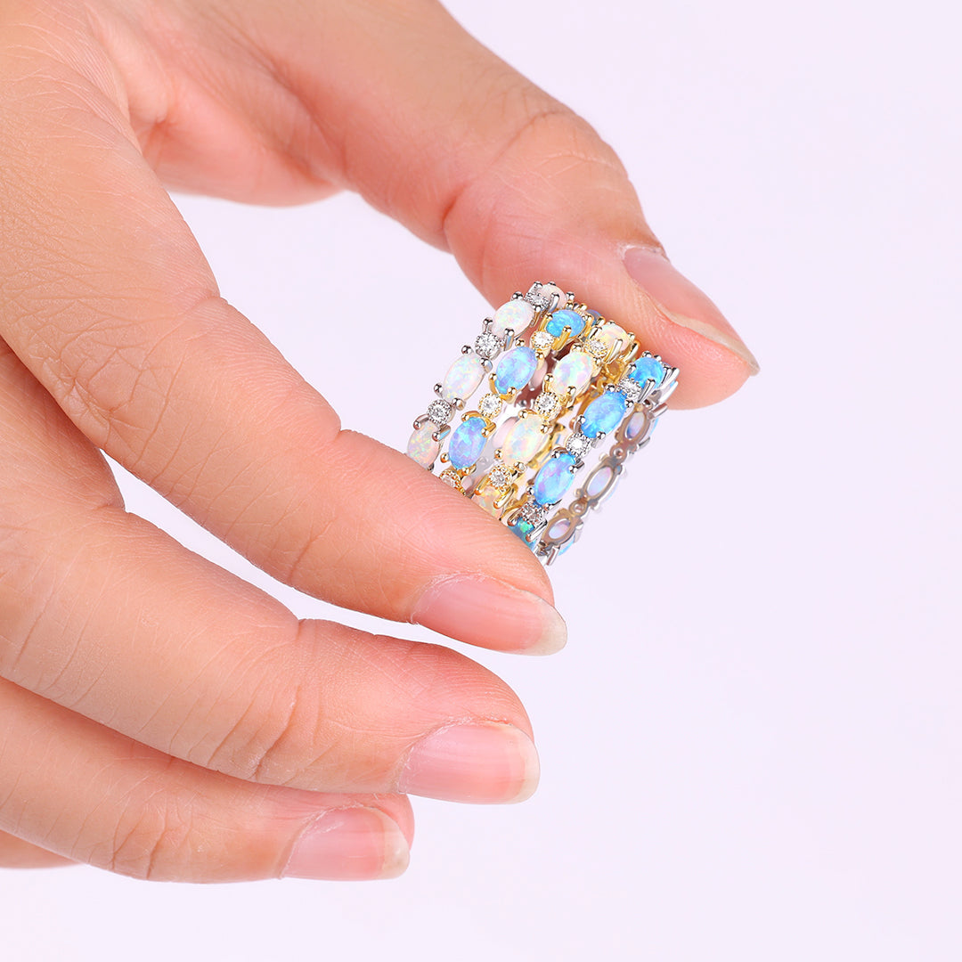 Fire Opal Eternity Band