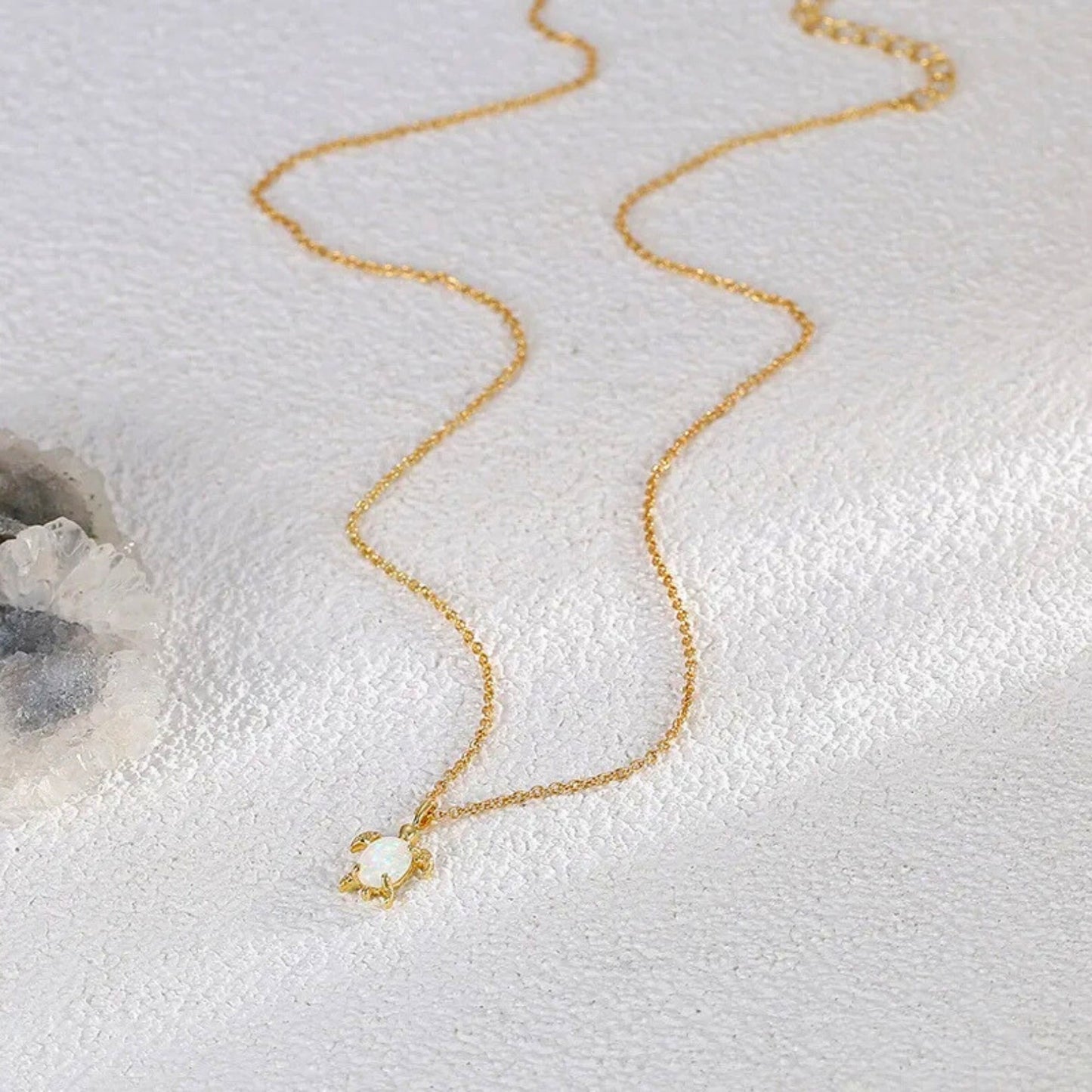 Glow Opal Turtle Pendant Necklace