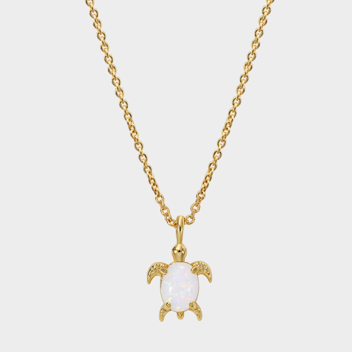 Glow Opal Turtle Pendant Necklace