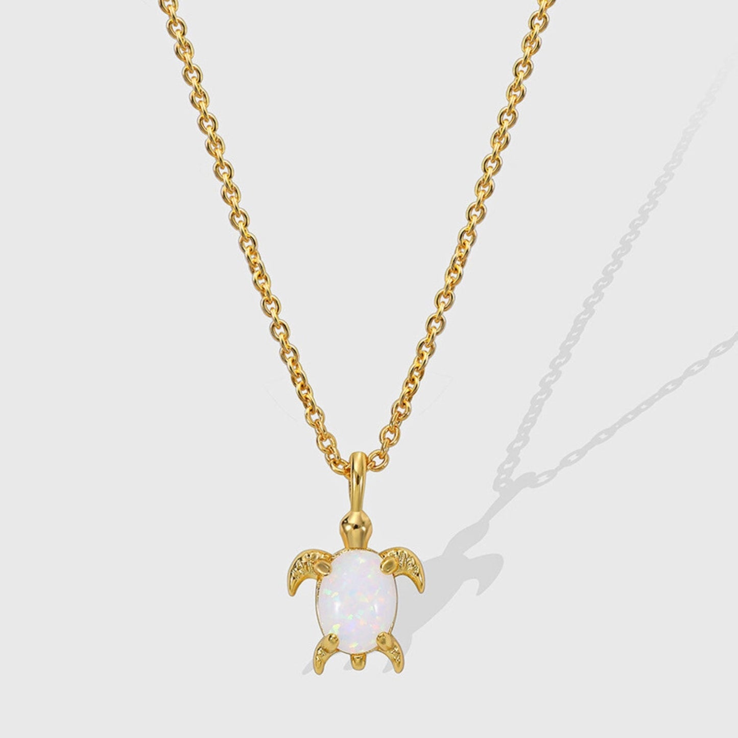 Glow Opal Turtle Pendant Necklace