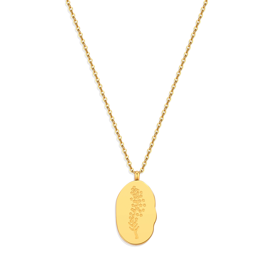 Gold Birth Flower Pendant Necklace