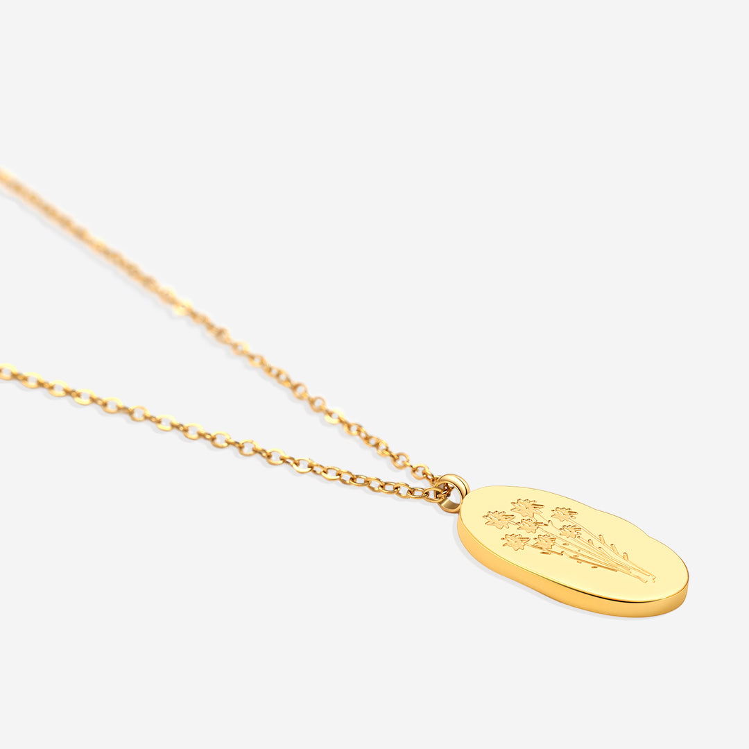 Gold Birth Flower Pendant Necklace