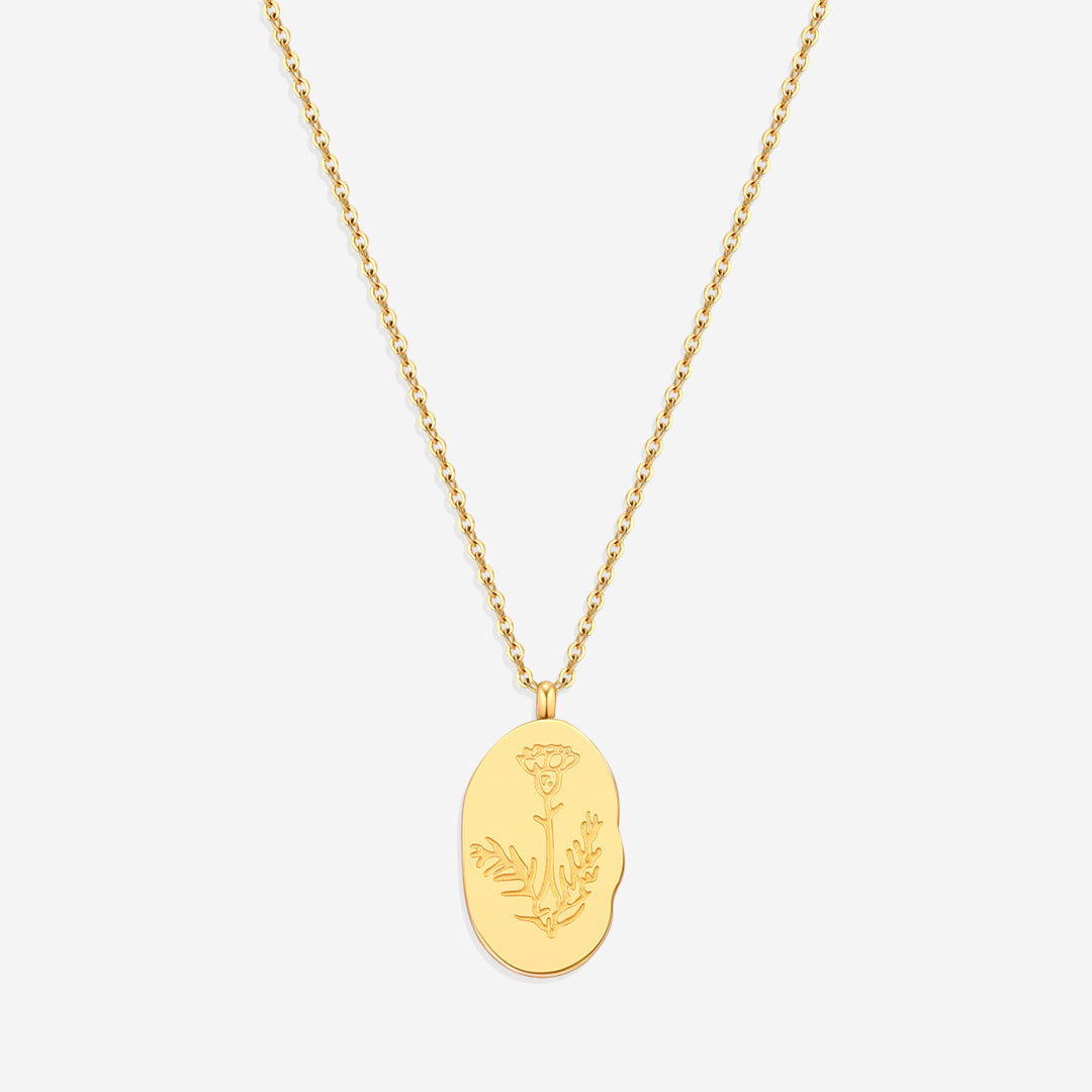 Gold Birth Flower Pendant Necklace