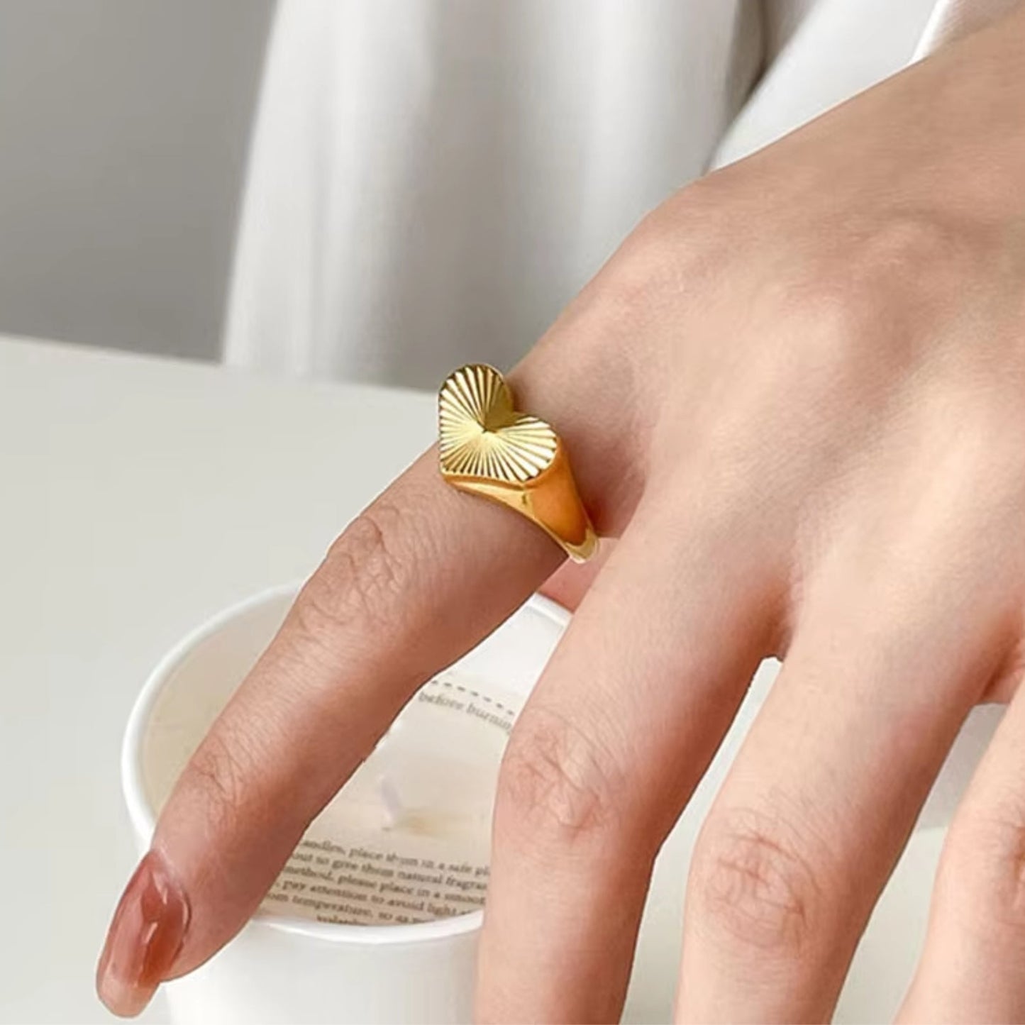 Heart Sunburst Signet Ring