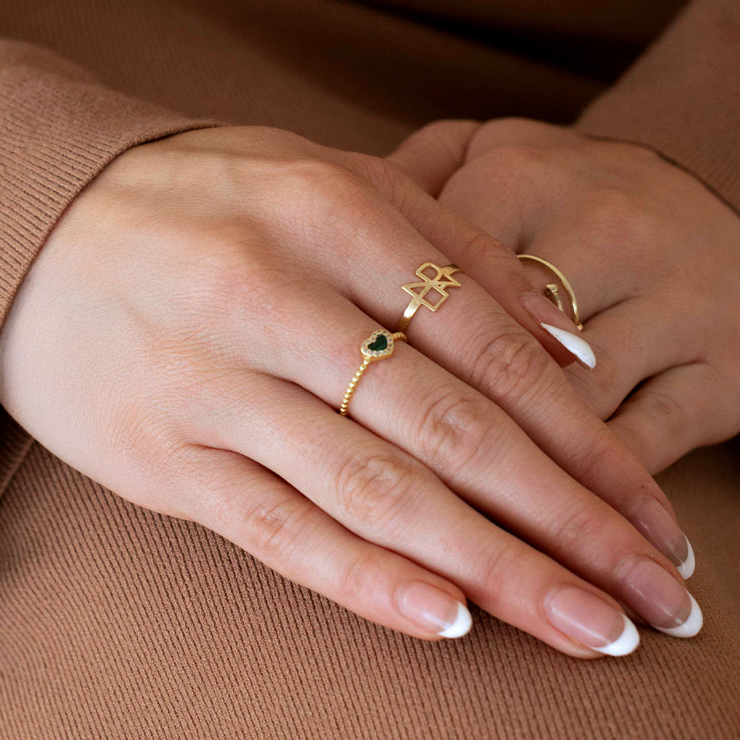 Tiny Gemstone Heart Ring