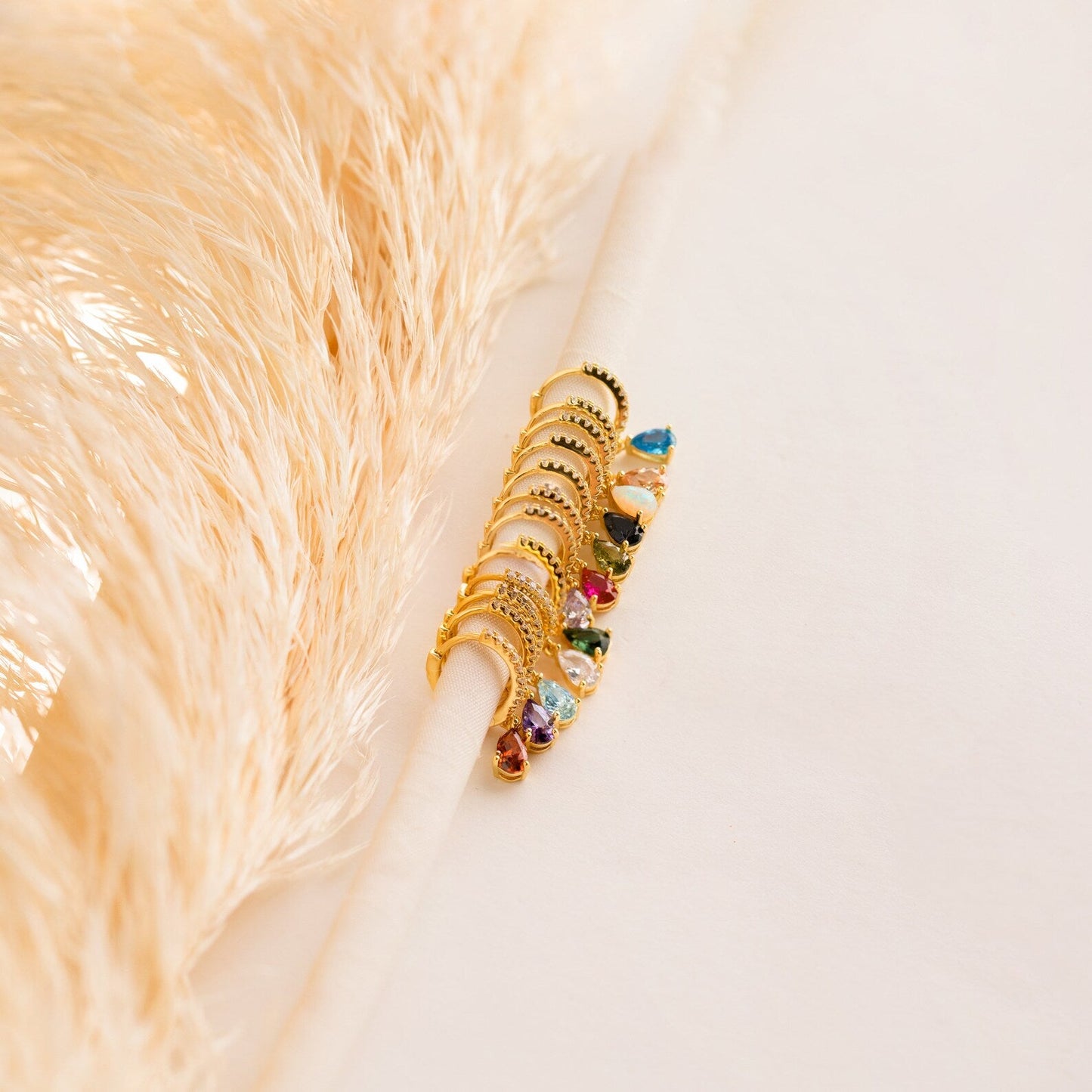 Pave Birthstone Drop Huggies
