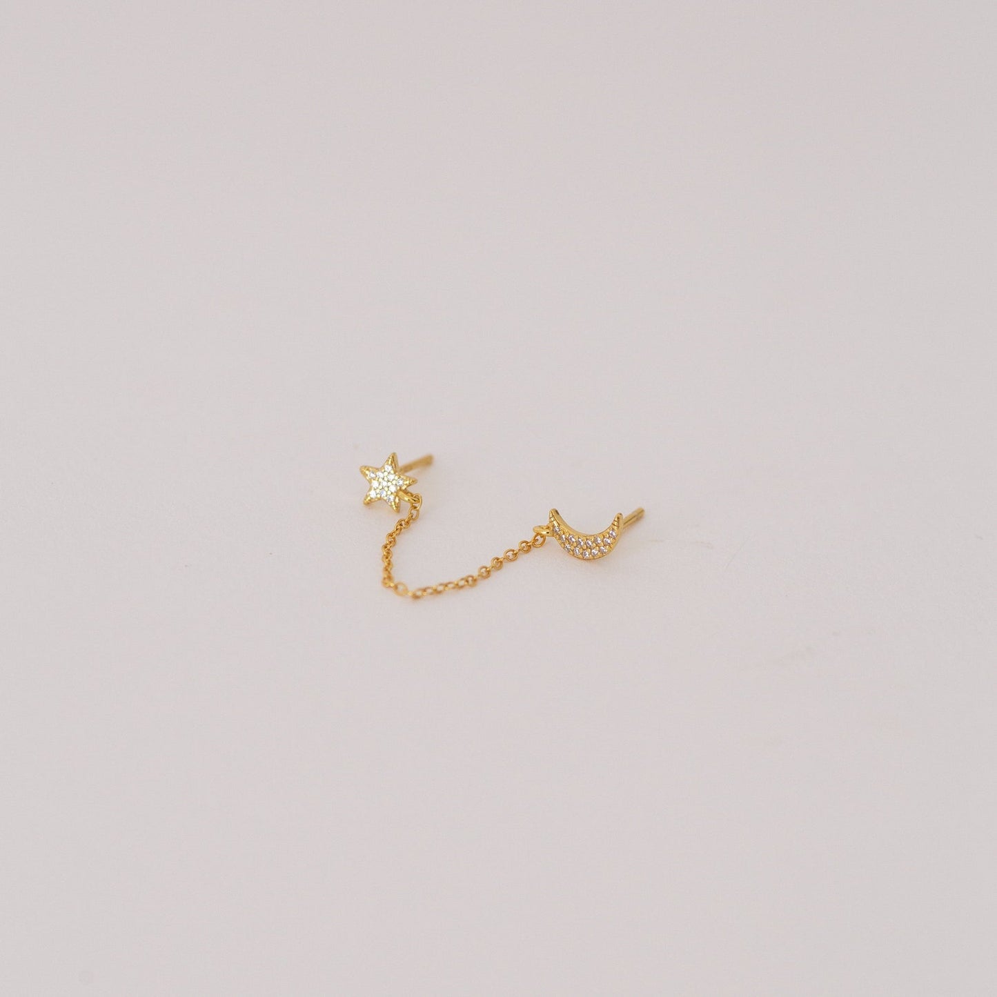 Pendientes de cadena Luna y Estrella