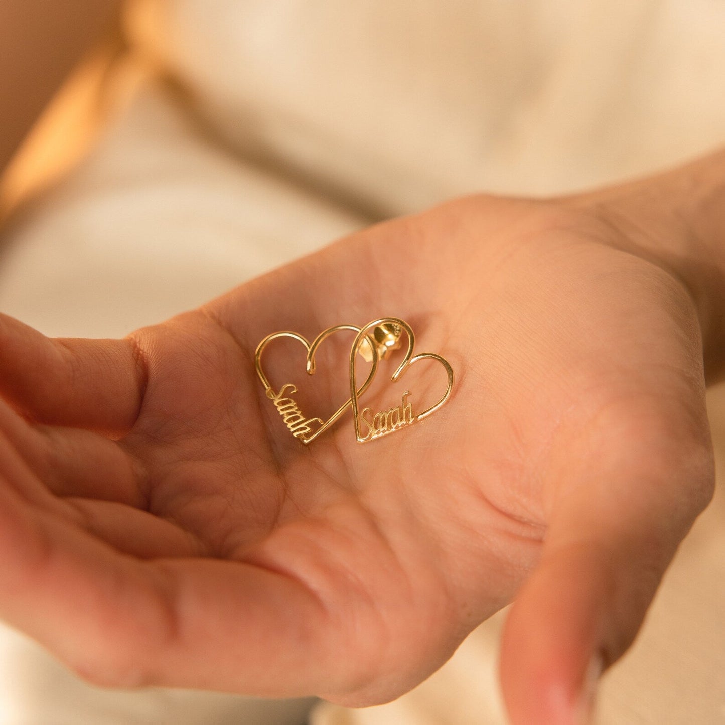 London Heart Name Earrings