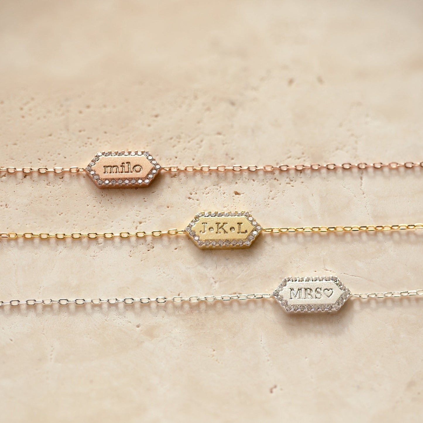 Pulsera hexagonal pavé personalizada