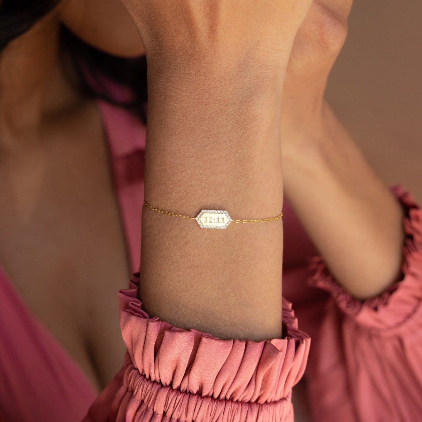 Pulsera hexagonal pavé personalizada