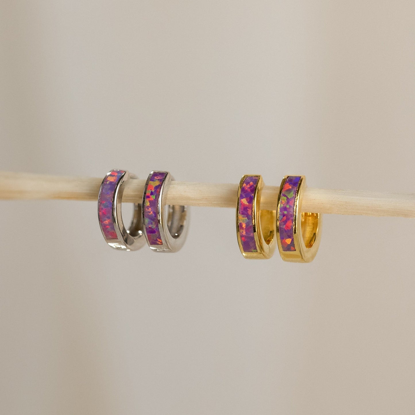 Lavender Opal Inlay Huggies