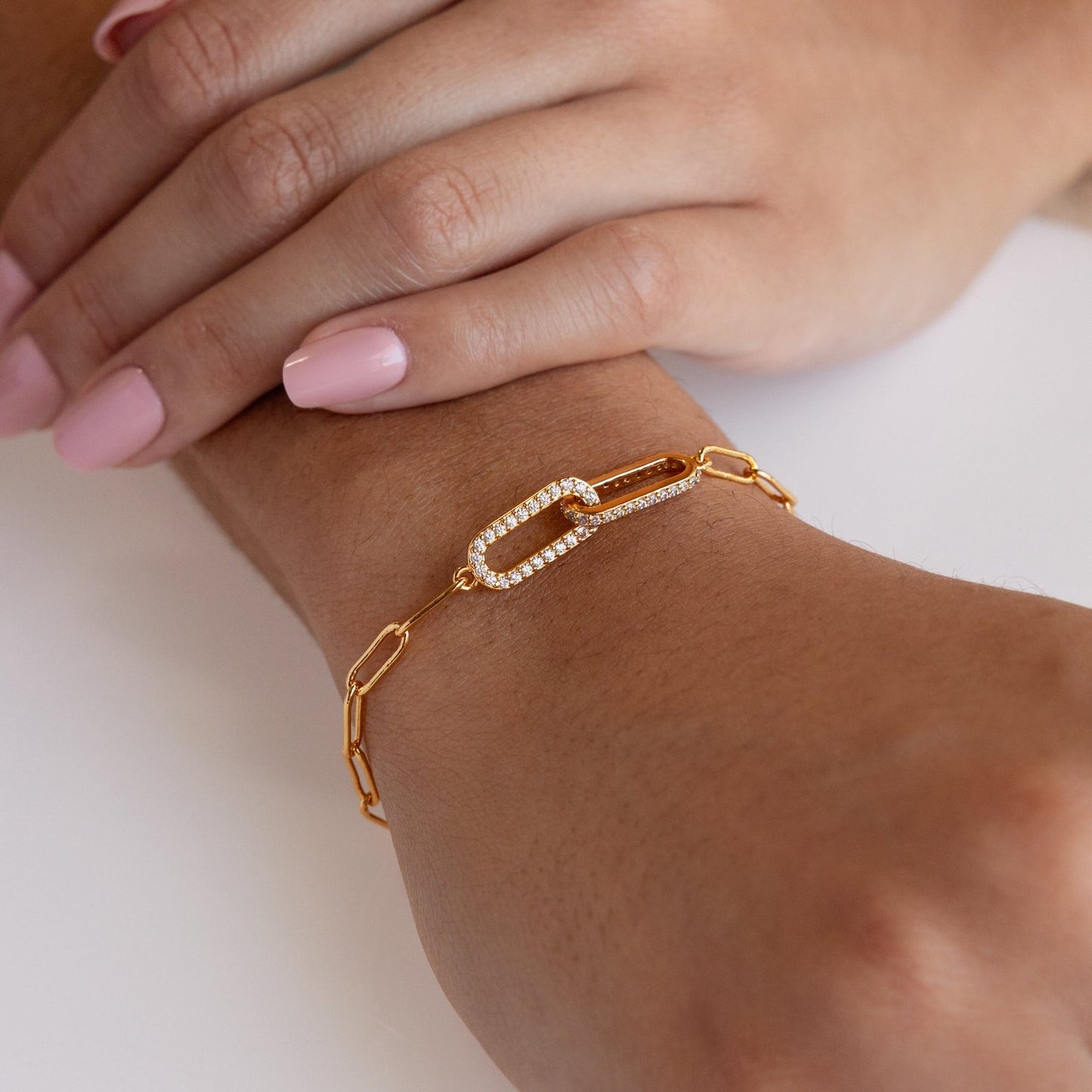 Pulsera de cadena de eslabones pavé