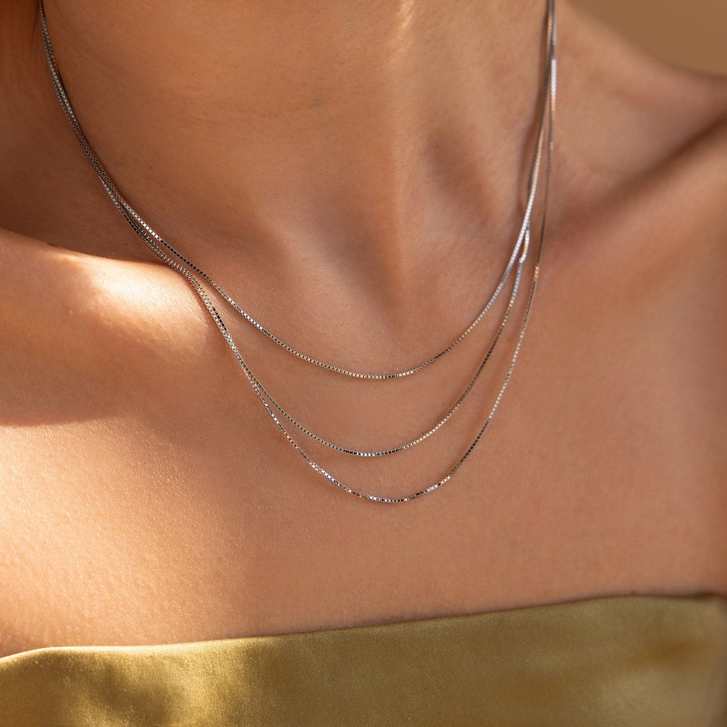 Collar de cadena de triple caja