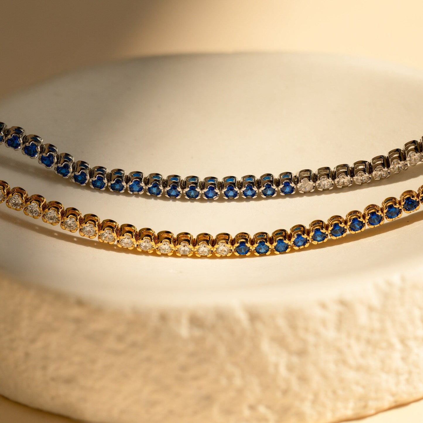 Pulsera de tenis de diamantes azules