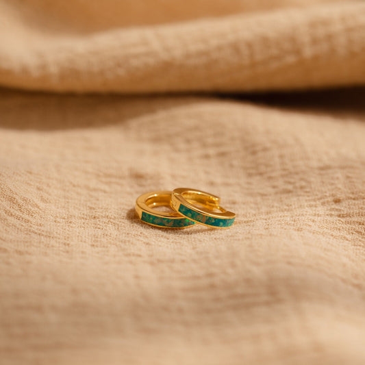 Green Opal Inlay Huggies