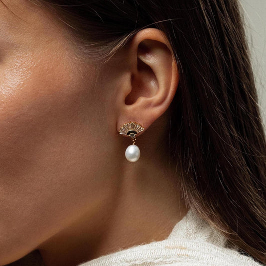 Art-Deco-Perlen-Tropfenohrringe