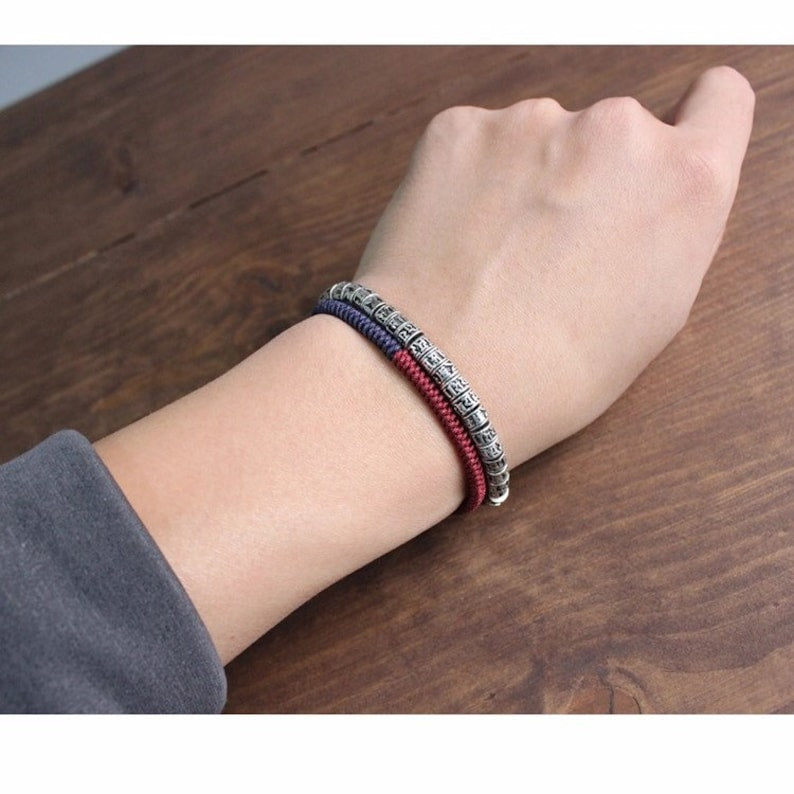 Traditional Tibetan Bracelet, Meditation Bracelet, Mens Bracelet, Vajrayana Bracelet, Double Dorje