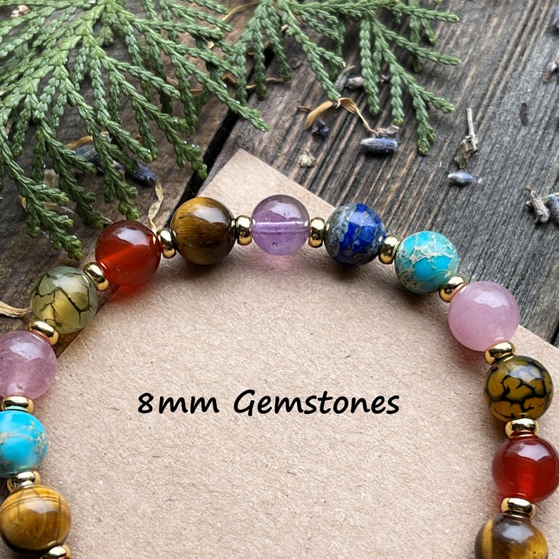 Seven Chakra Stone Bracelet Multi Gemstone Crystal Energy Bracelet 8mm - Touch Bling