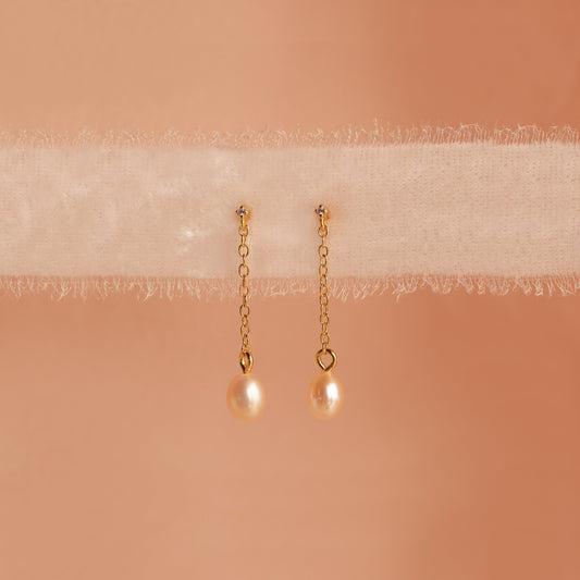 Pendientes de perla rosa Isha