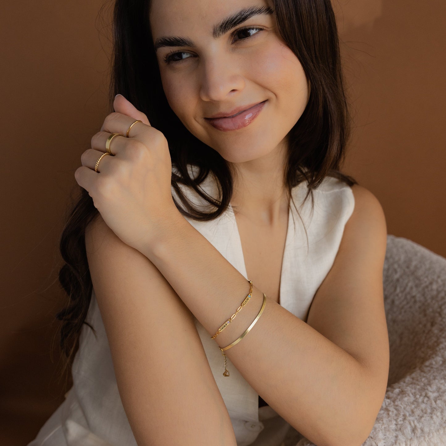 Mini pulsera con nombre y piedra de nacimiento
