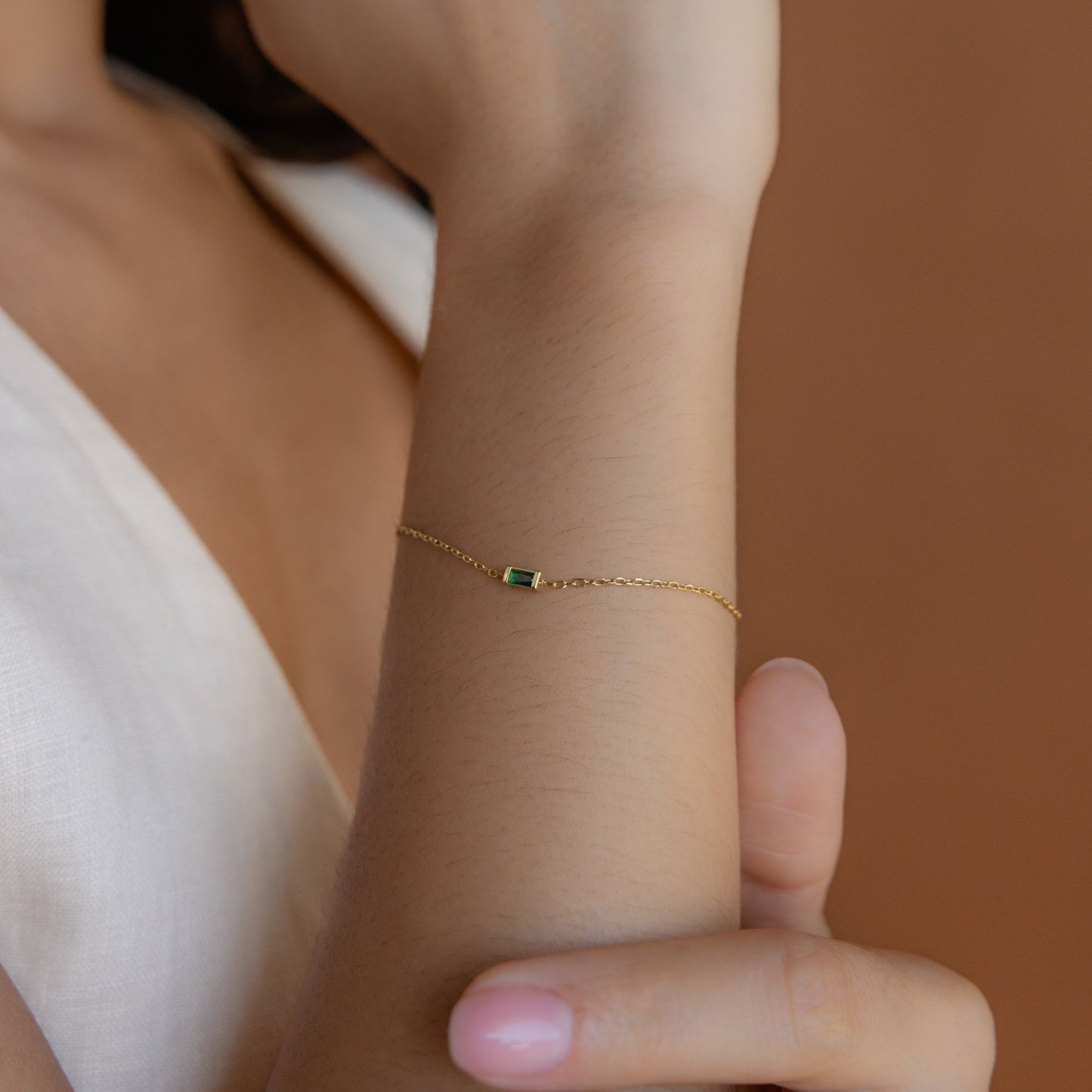 Pulsera con piedra de nacimiento de baguette