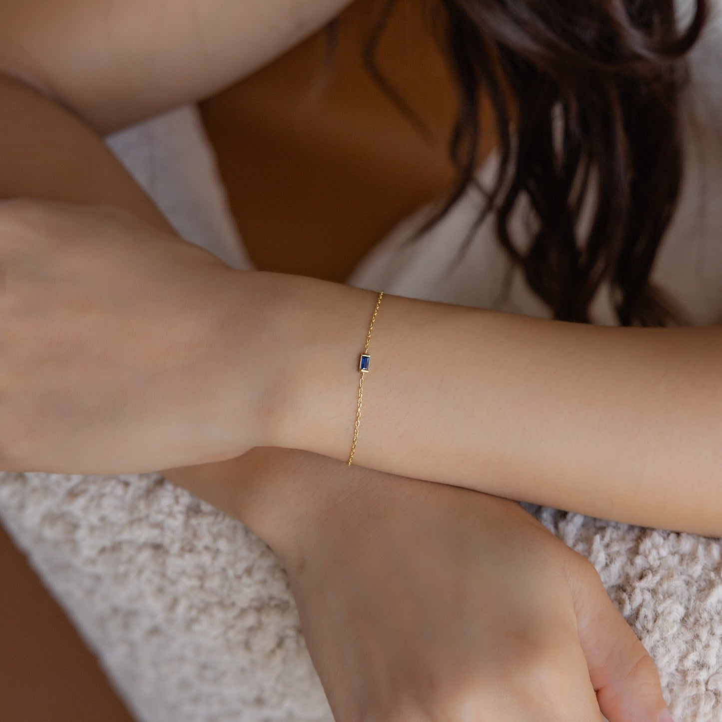 Pulsera con piedra de nacimiento de baguette