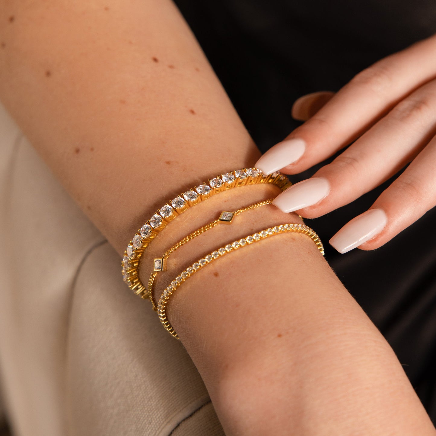 Pulsera de tenis con diamantes llamativos