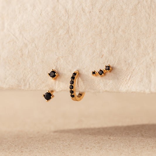 Juego de pendientes de diamantes negros