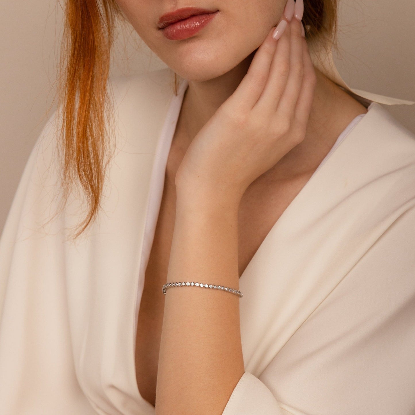Pulsera de tenis con bisel de diamantes