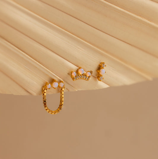 Juego de pendientes de ópalo para cartílago