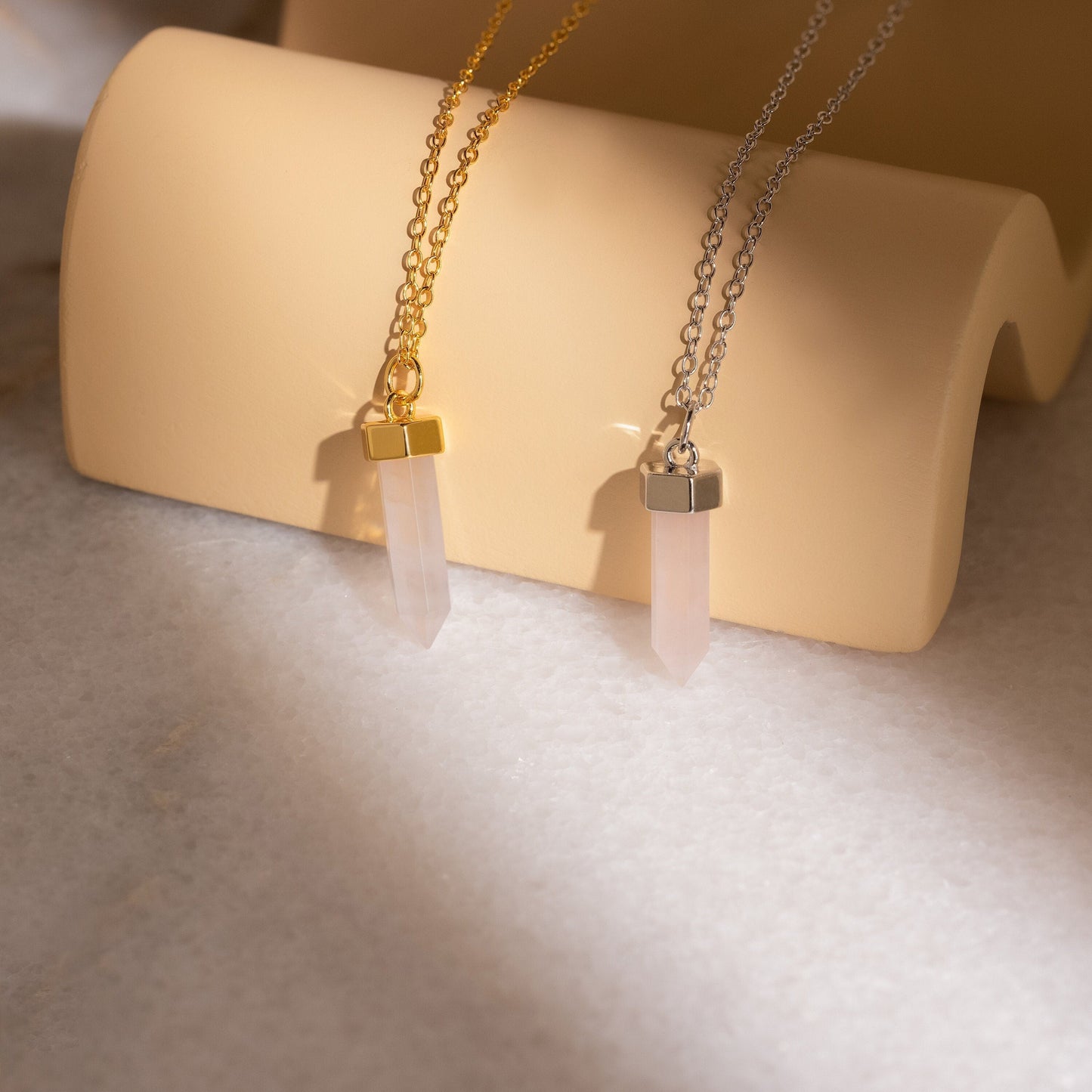 Collar de cuarzo rosa