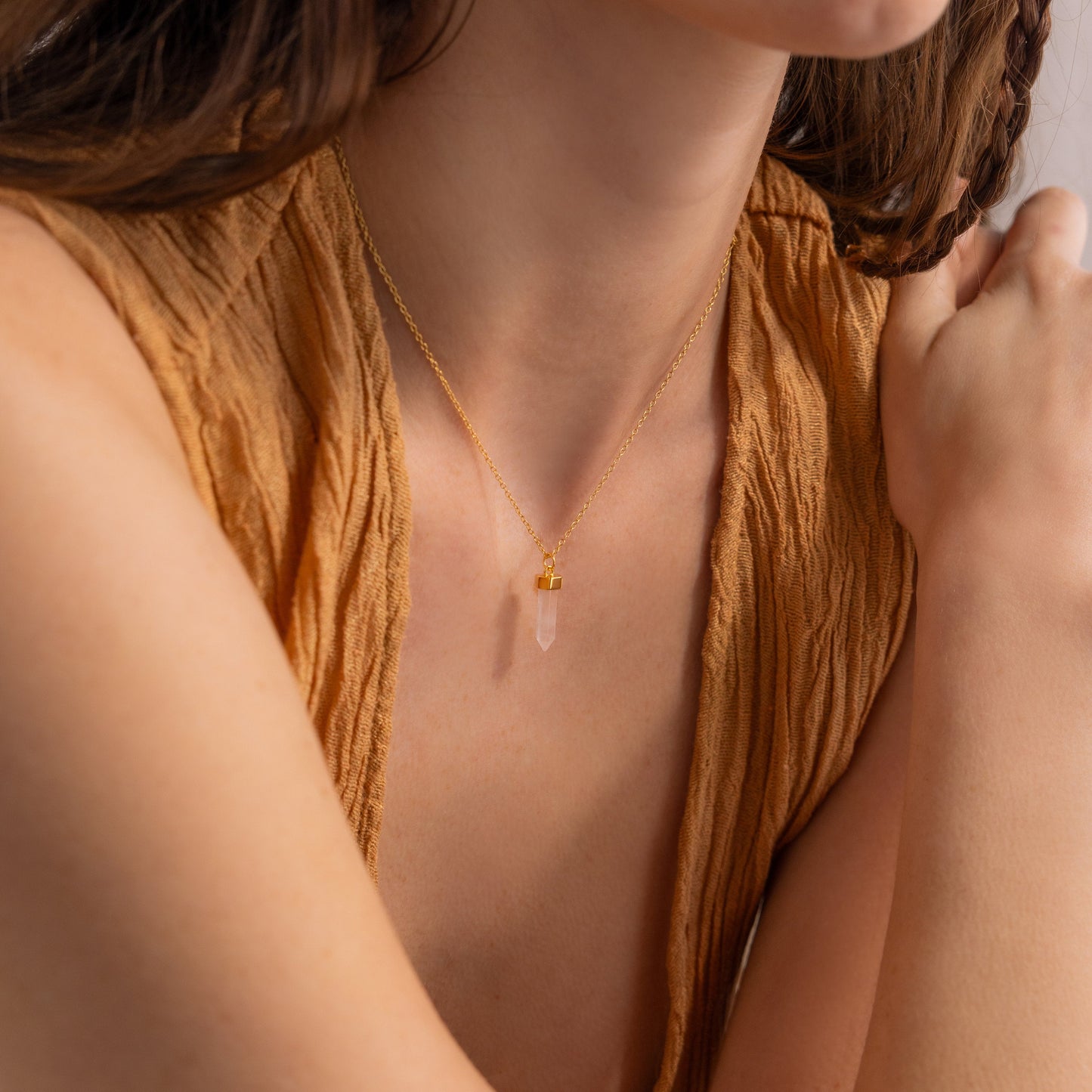 Collar de cuarzo rosa