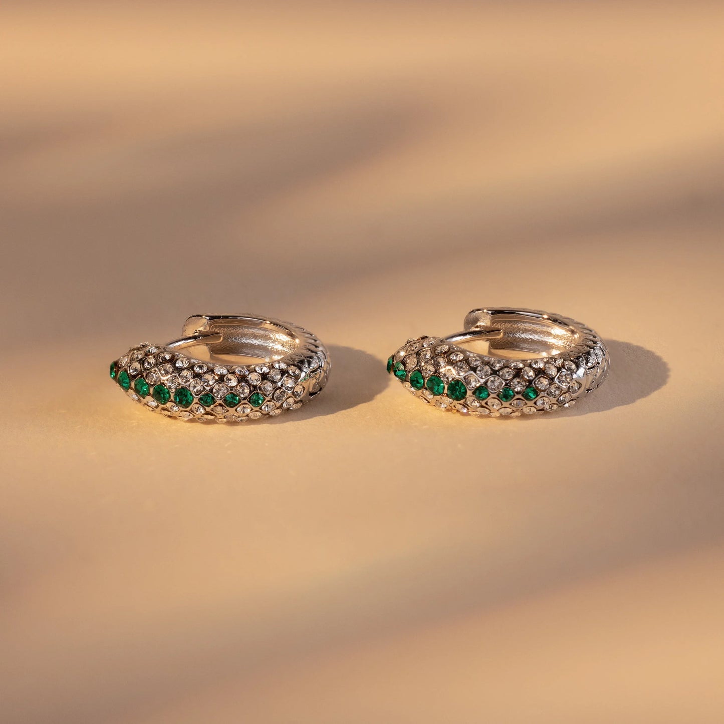 Emerald Pave Snake Hoops