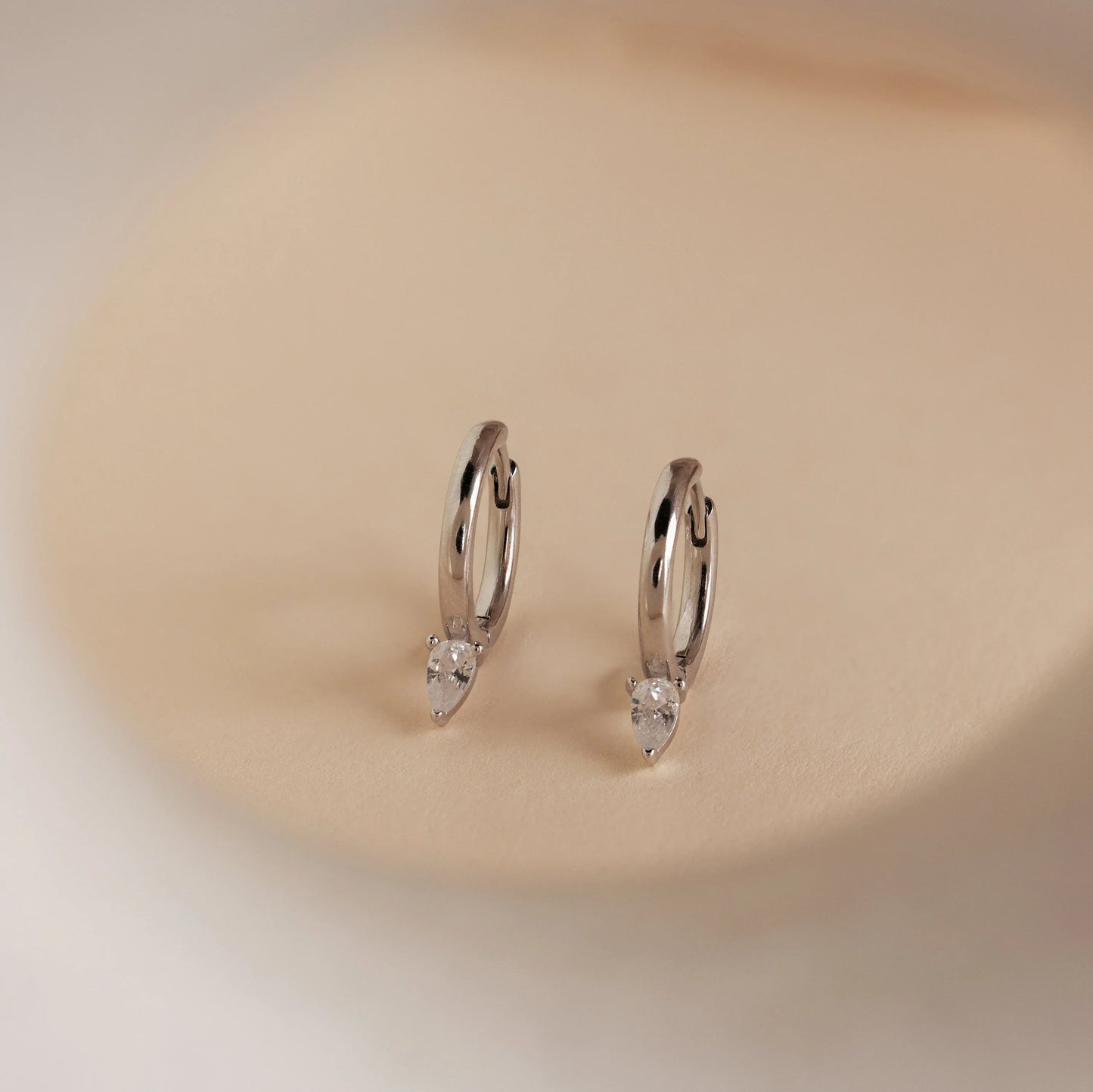Pear Diamond Drop Hoops