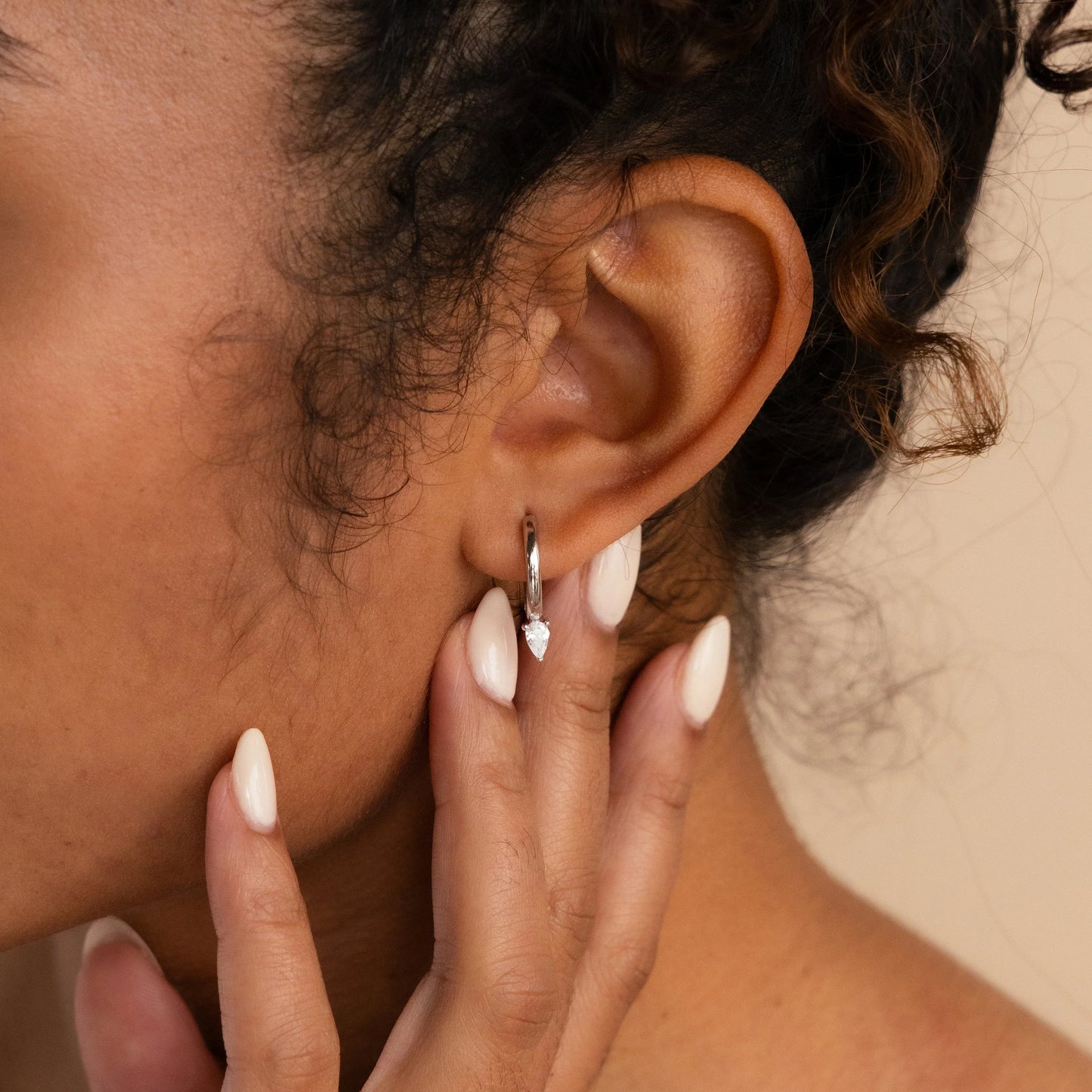 Pear Diamond Drop Hoops
