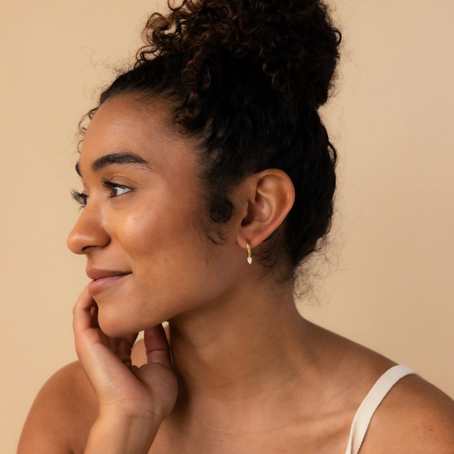 Pear Diamond Drop Hoops