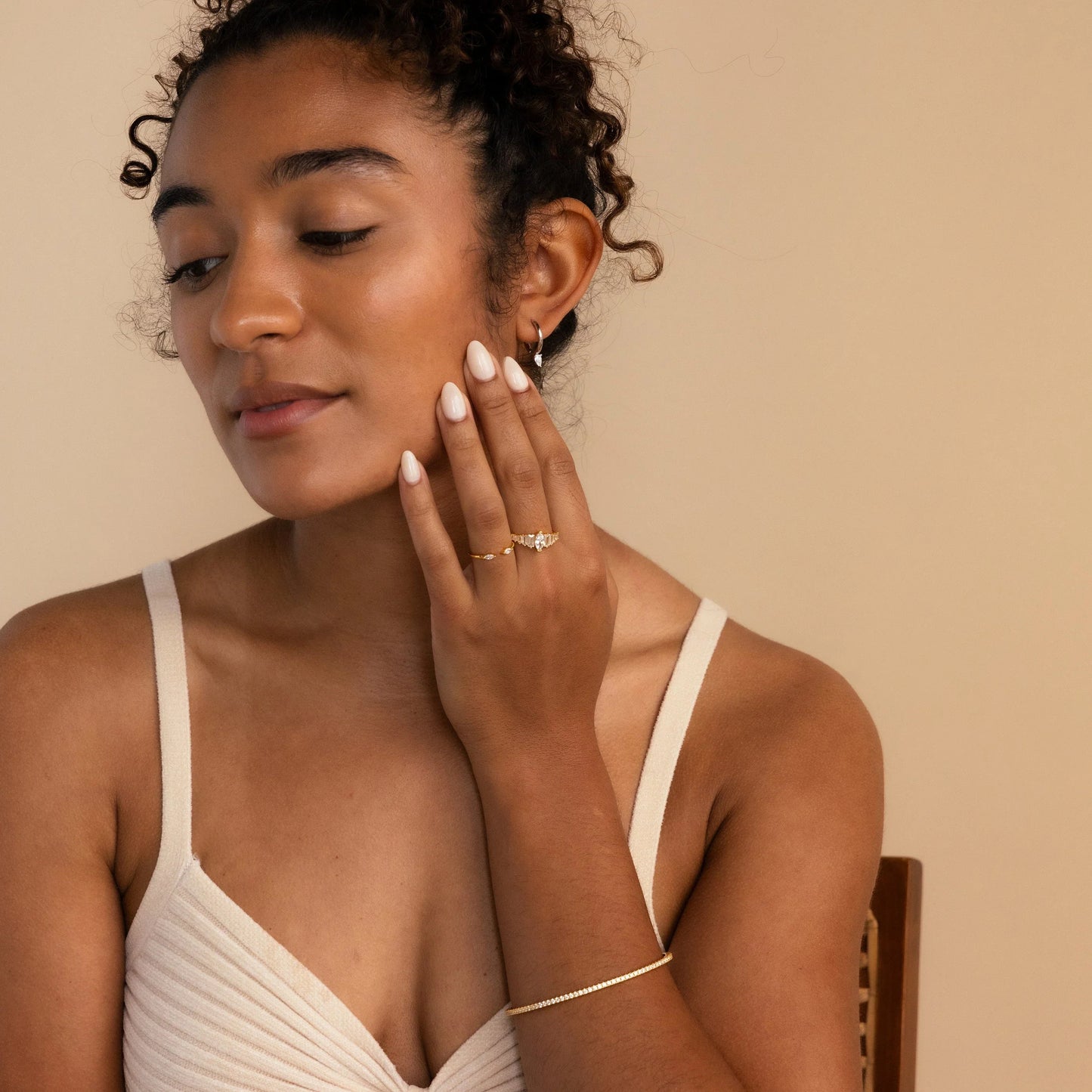Pear Diamond Drop Hoops