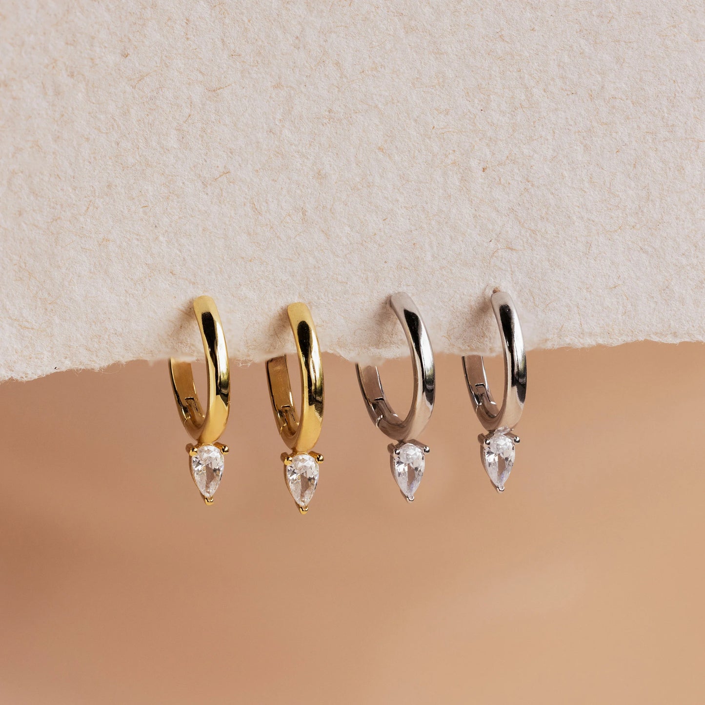 Pear Diamond Drop Hoops