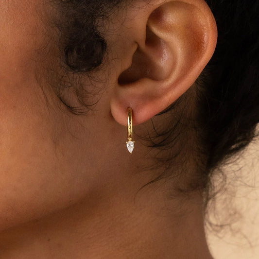 Pear Diamond Drop Hoops