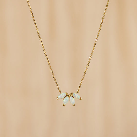 White Opal Marquise Necklace