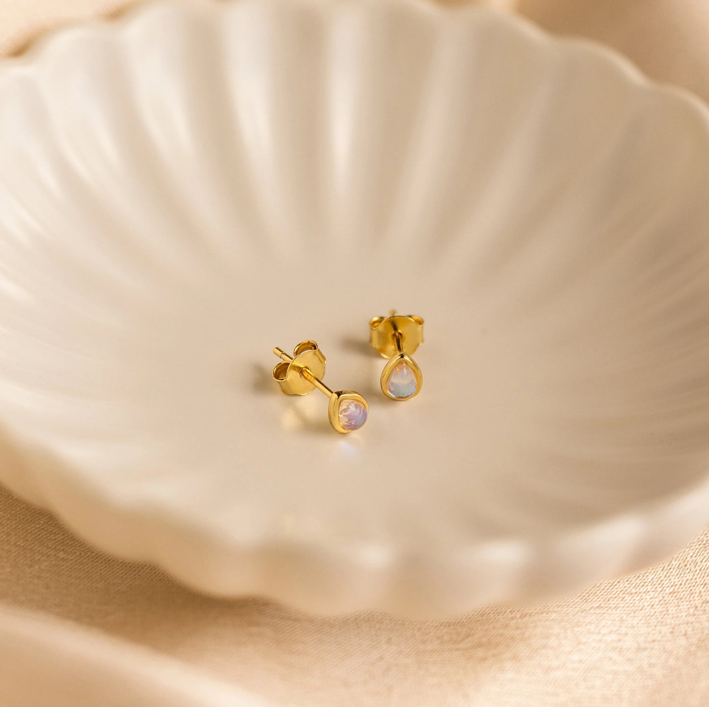 Pear Moonstone Studs
