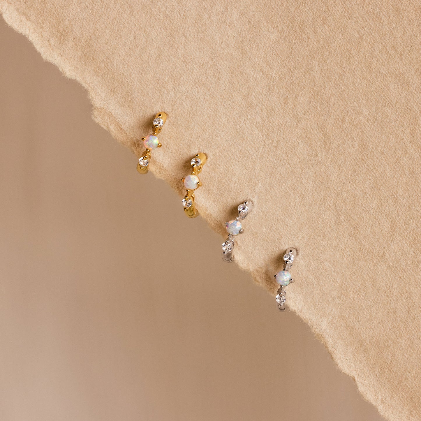 Dainty Opal Diamond Huggies