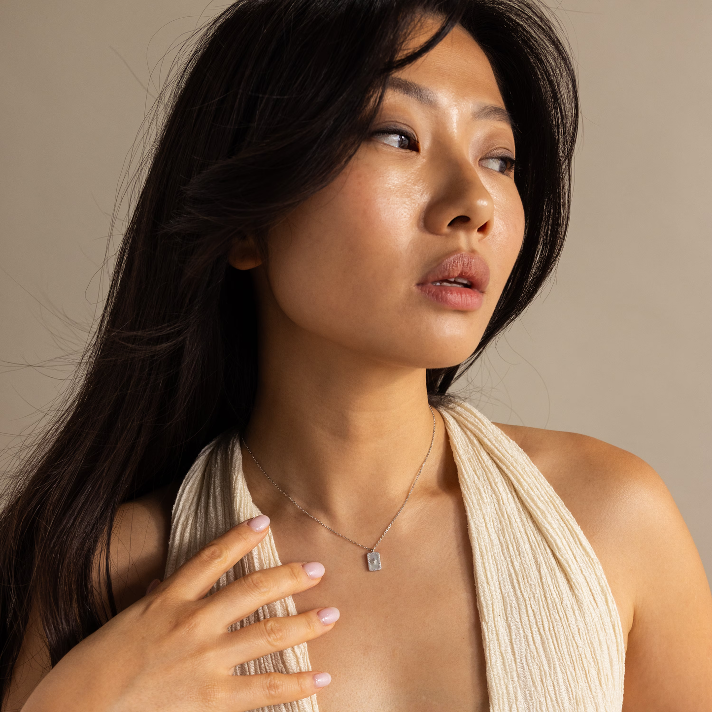 Collar de estrella del norte con perla pavé