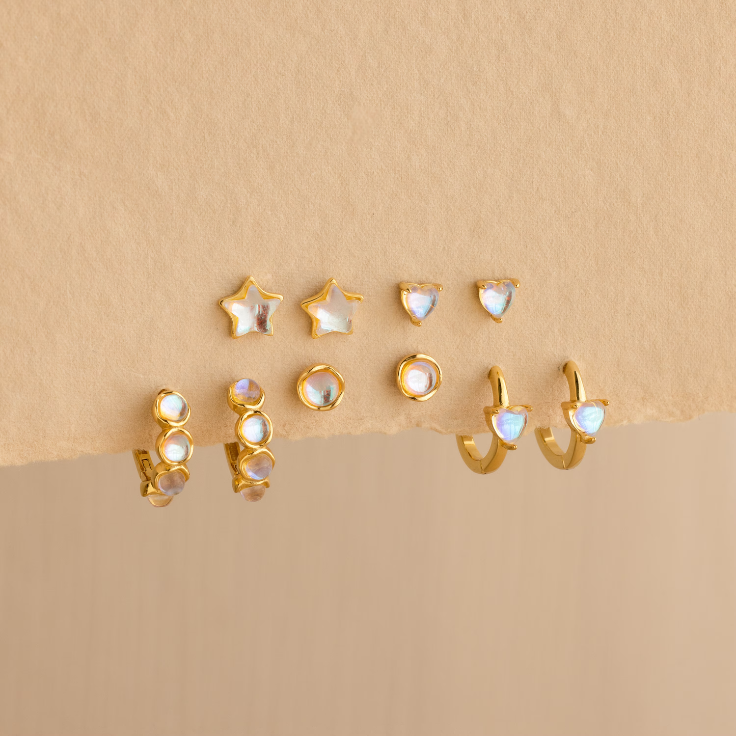 Moonstone Heart Studs