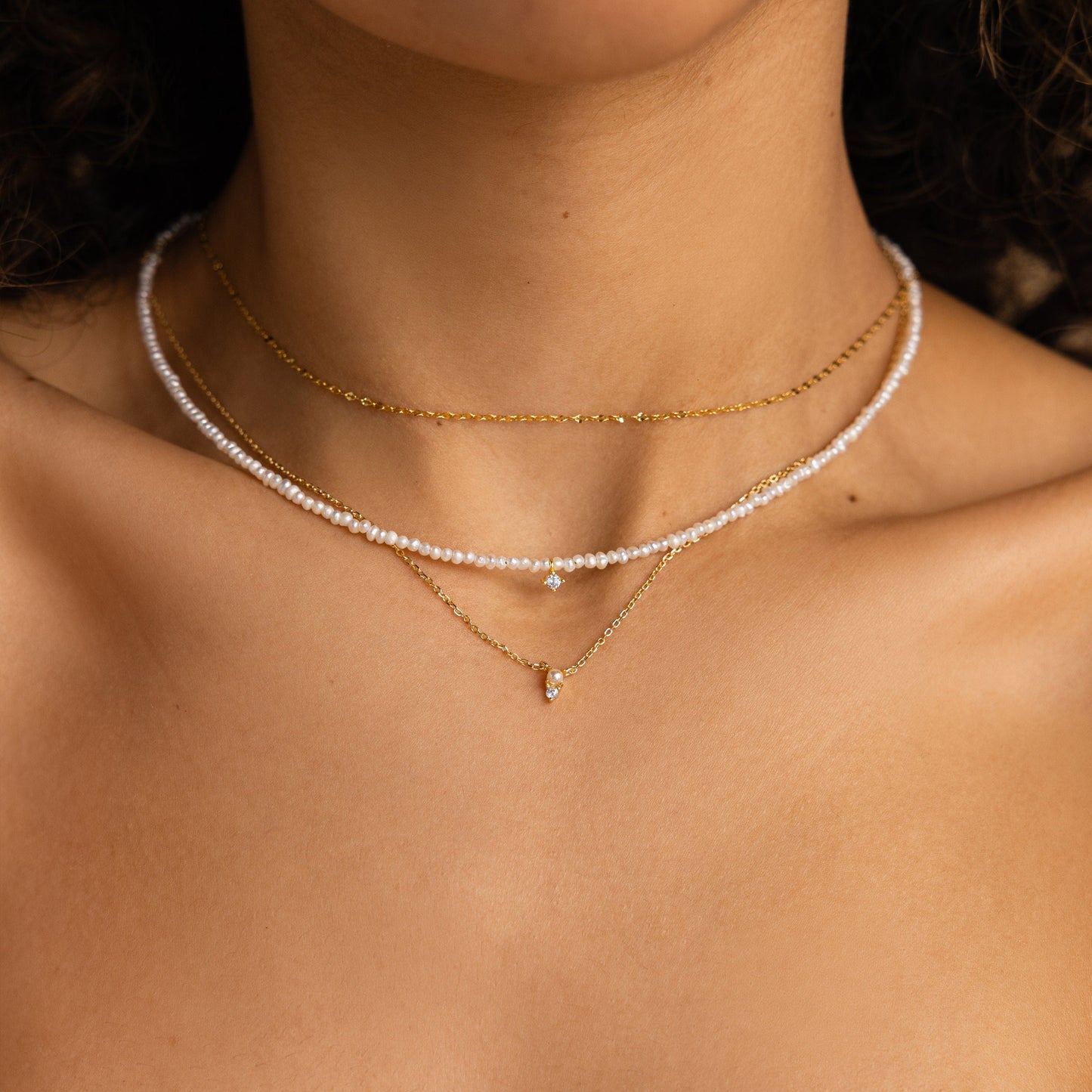 Collar dúo de perlas y diamantes