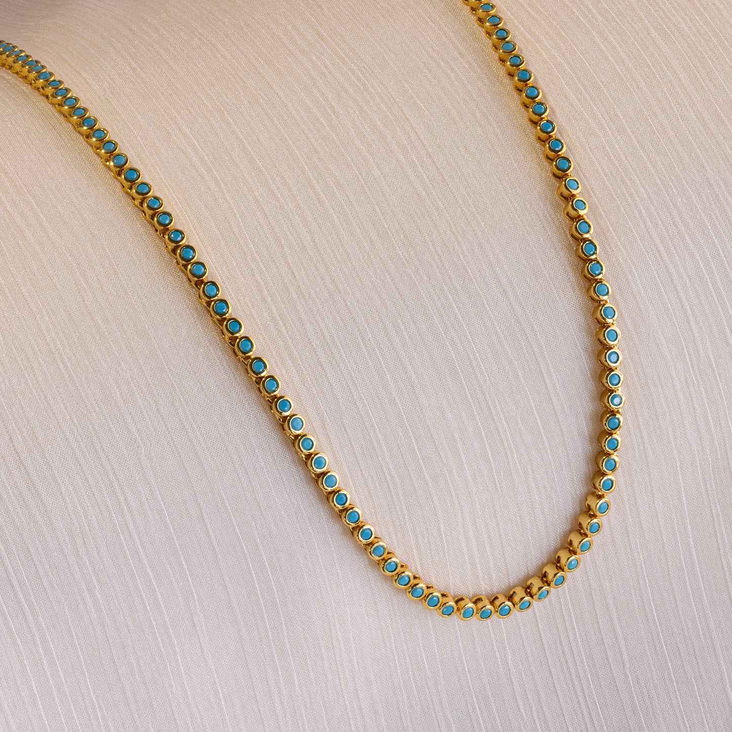 Collar de tenis con bisel turquesa
