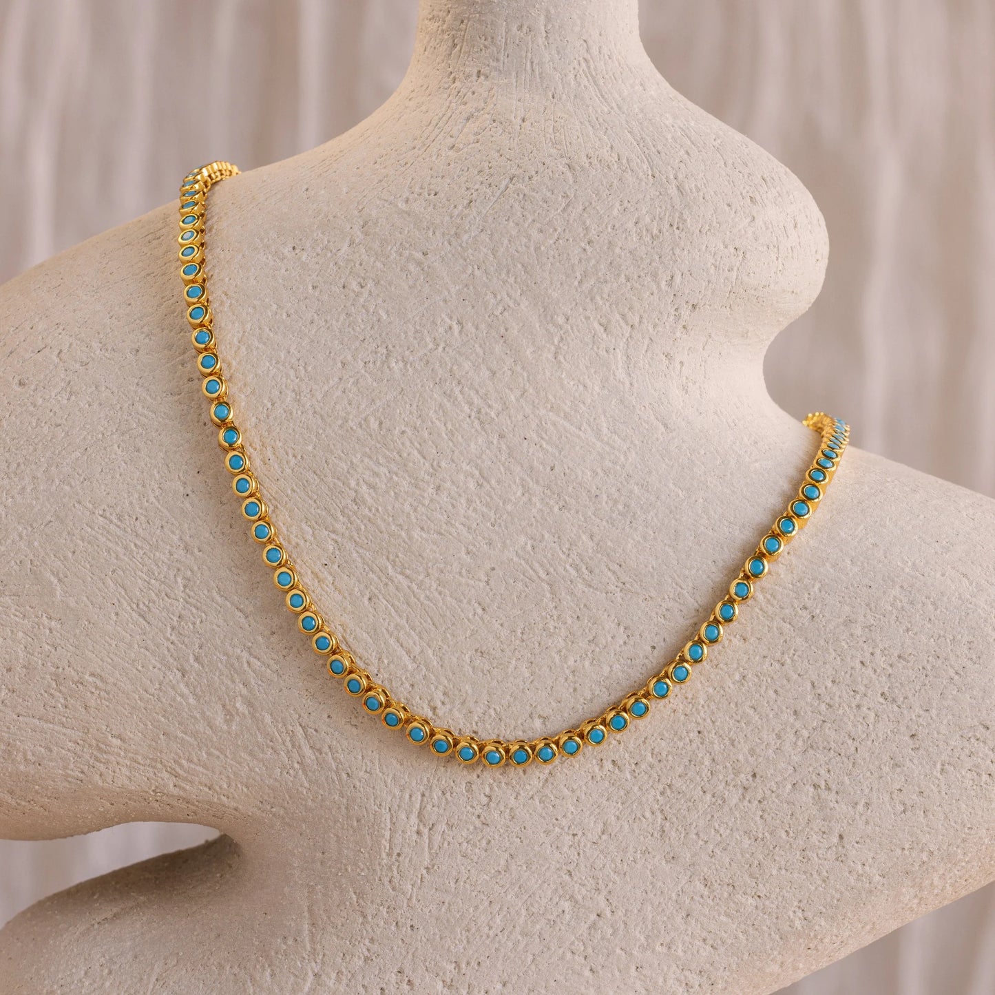 Collar de tenis con bisel turquesa