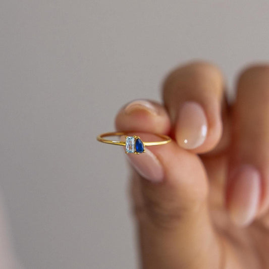 Kleiner Toi et Moi Geburtssteinring