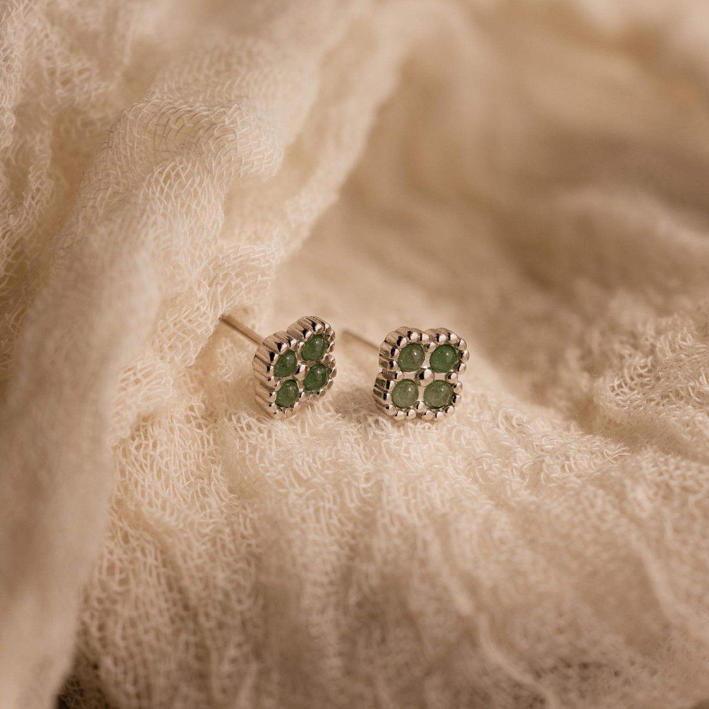 Jade Clover Studs